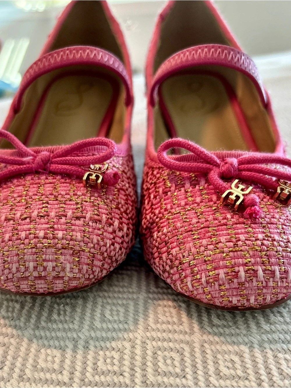 Sam Edelman Pink Tweed Mary Jane Ballet Flats (Kids)